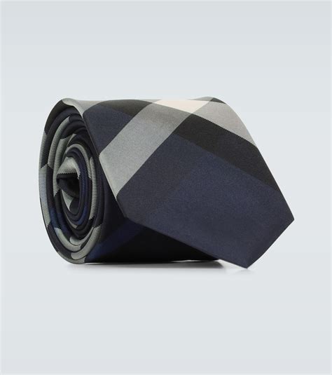 Monston checked silk tie in blue 